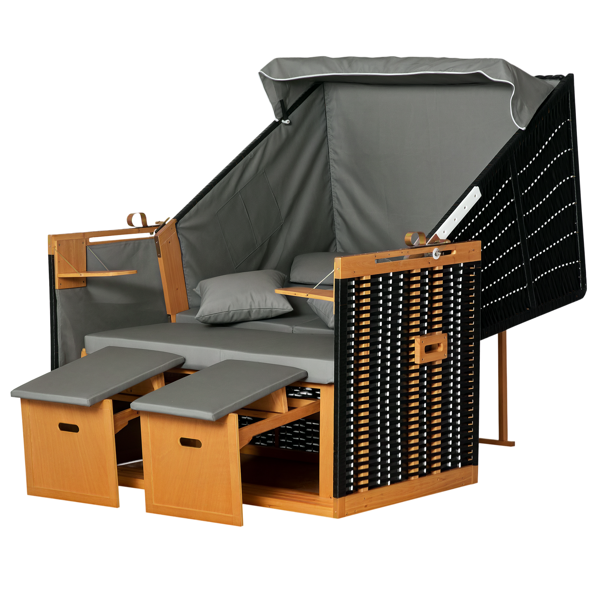 Rannatool kahele inimesele, sh padjad, kaelatugi ja jalatoed, ilmastikukindel, helehall