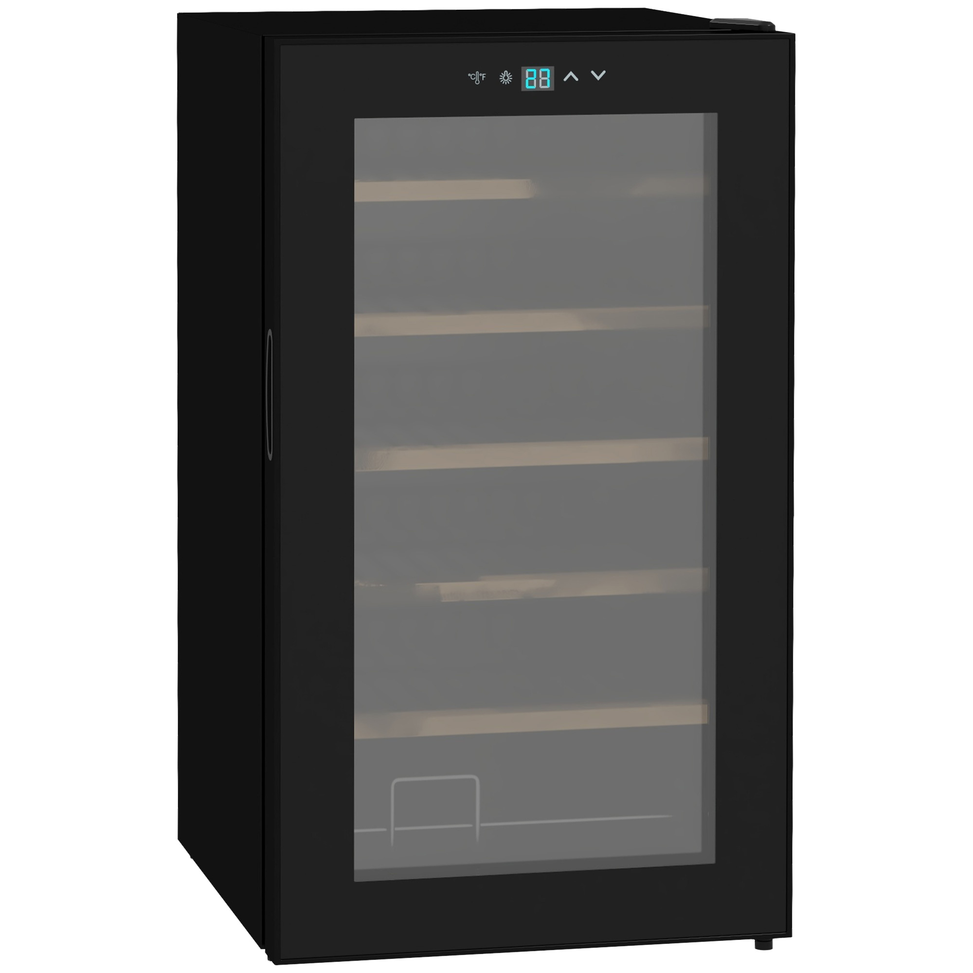 Väike veinijahuti elutuppa, 24 pudelile, reguleeritav temperatuur 5–20 °C, LED-valgustus, must, 43 x 45 x 75 cm
