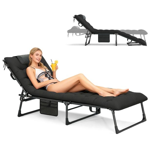 Kokkupandav matkavoodi/kämpingvoodi eemaldatava polsterdatud madratsiga, reguleeritav matkavoodi, must