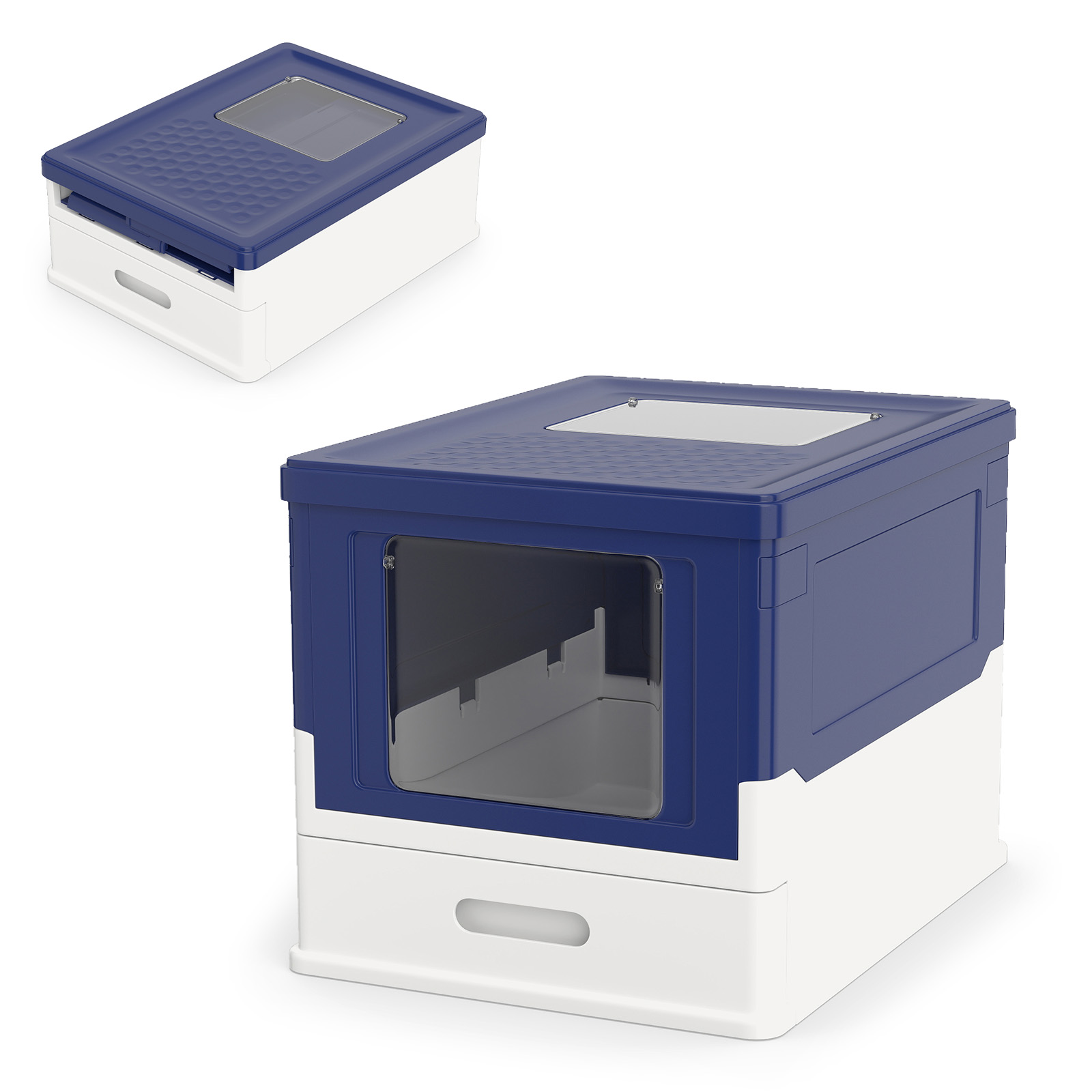 Kokkupandav kassiliivakast kaane, pikendatava sahtli ja eest avatava sissepääsuga, sinine