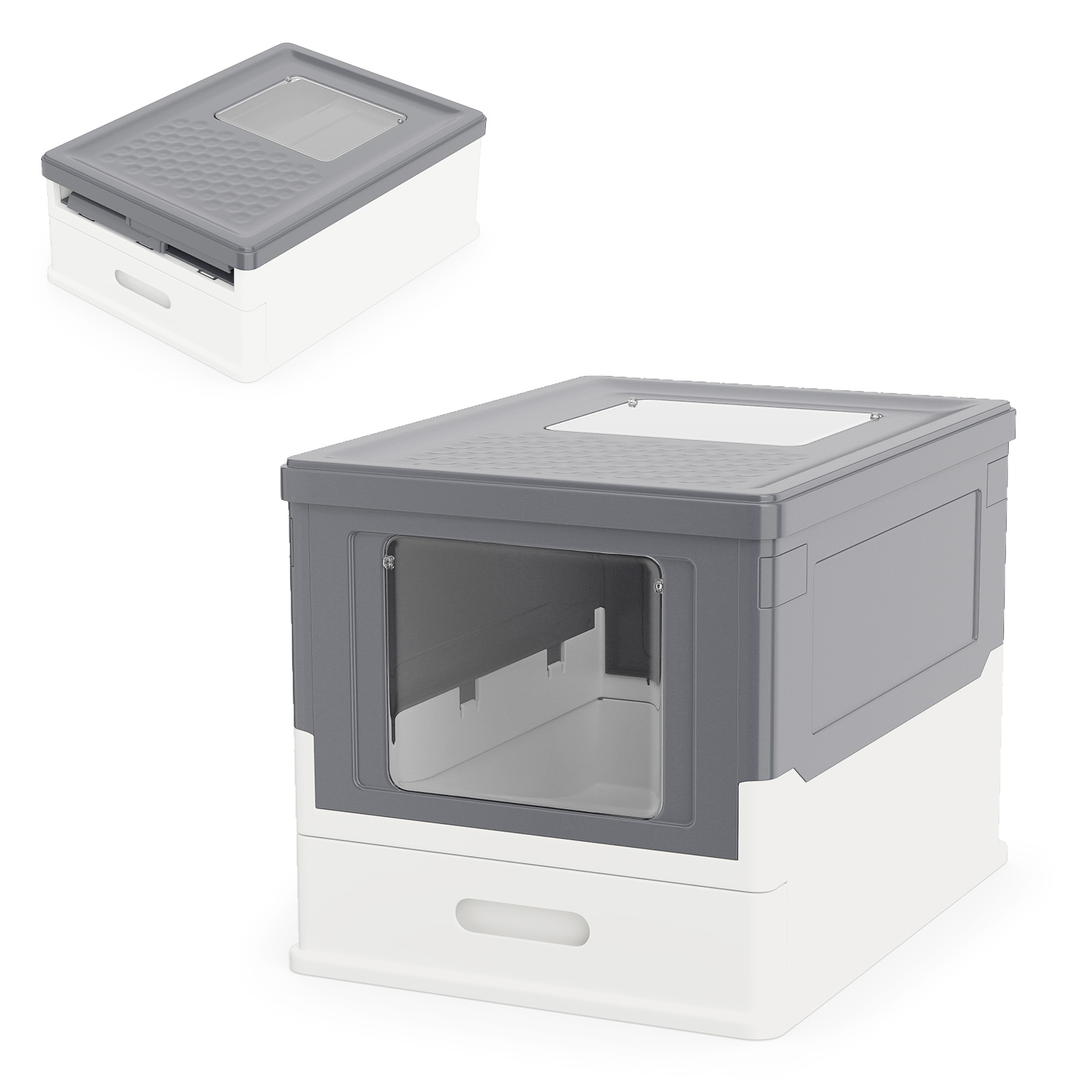 Kokkupandav kassiliivakast kaane, pikendatava kandiku ja eest avatava sissepääsuga, hall