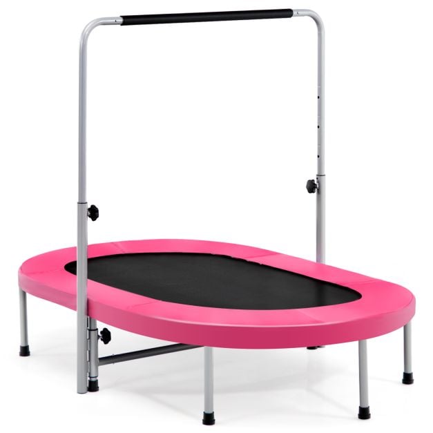 Reguleeritava käepidemega kahekohaline kokkupandav fitness-batuut (92-132 cm) roosa
