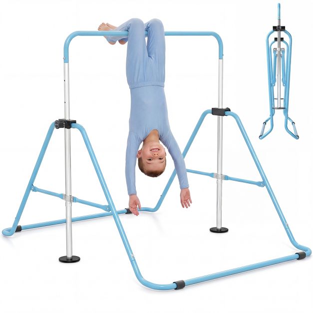 Kokkupandav võimlemiskang lastele, kõrguse reguleerimise ja horisontaalse kipptreeninguga - sinine