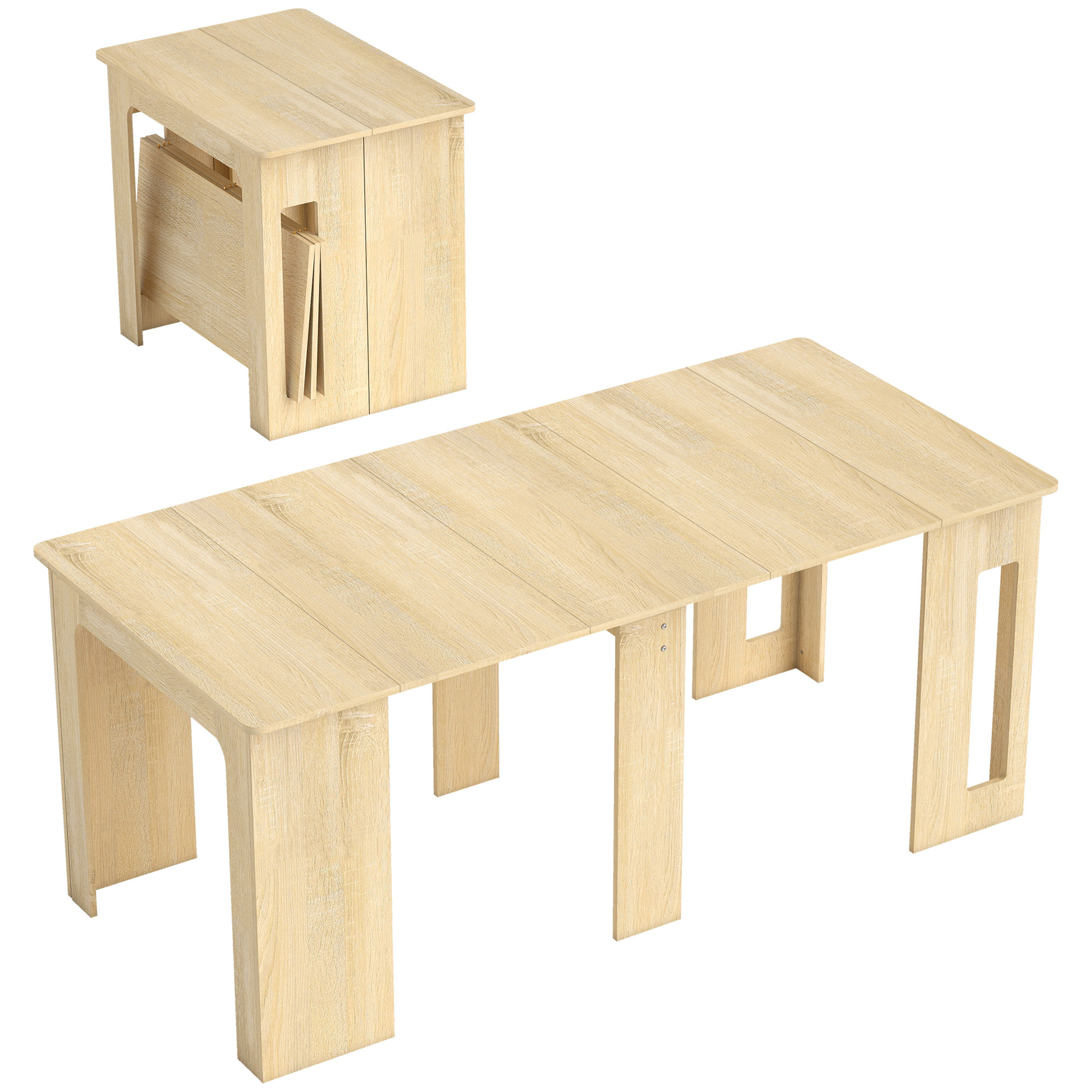 Söögilaud, kokkupandav laud, pikendatav köögilaud, söögilaud, puitlaastplaat, 60–180 x 85 x 75 cm, naturaalne