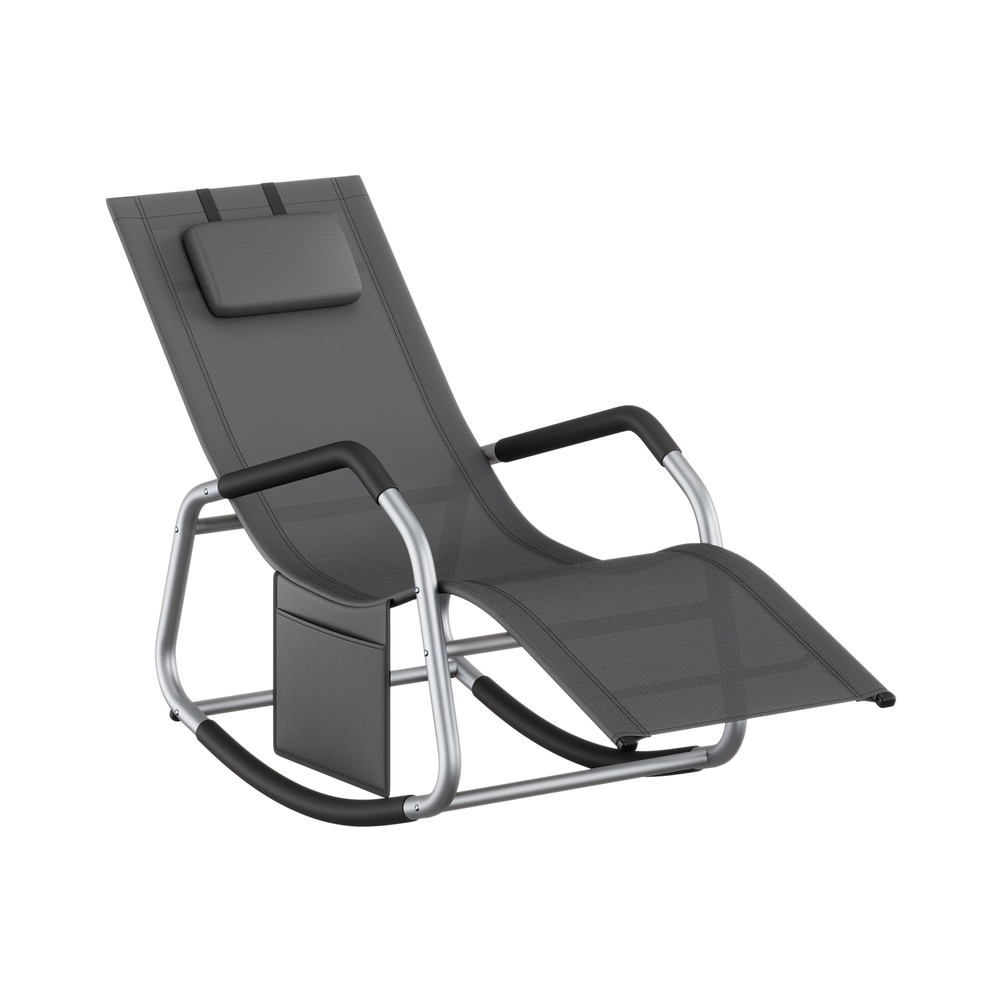 151 x 56,2 x 97,3 cm kiiktool reguleeritava peatoe ja küljetaskuga, tumehall