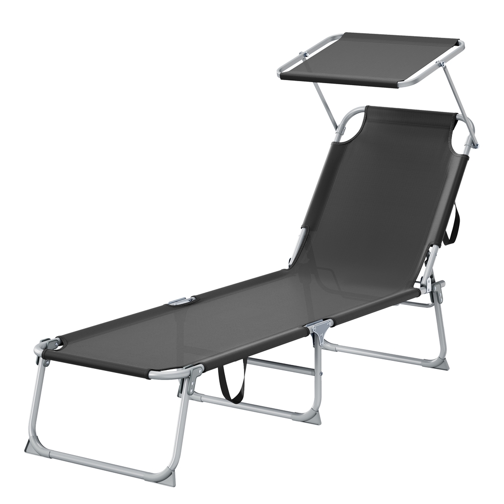 Kokkupandav päevitustooli, kandevõime kuni 110 kg, reguleeritav päikesesirm