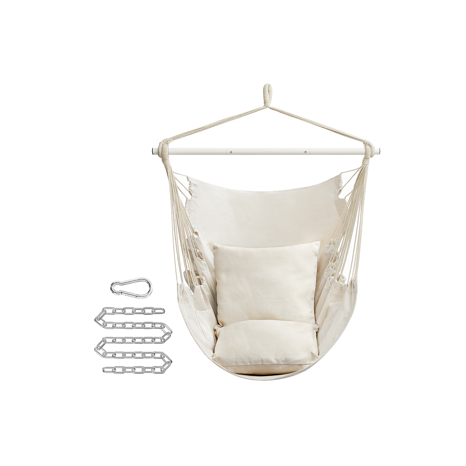 Ripptool 2 padja ja metallketiga kreemvalge