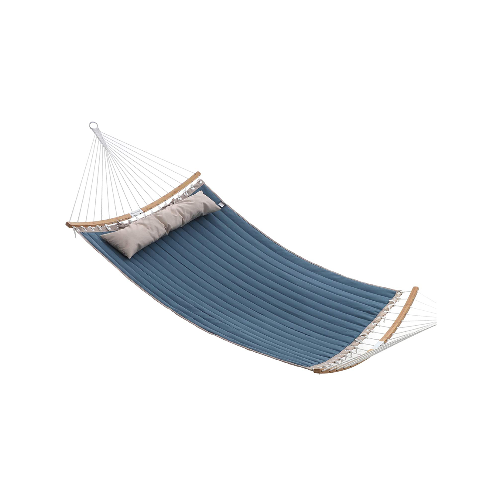 Polsterdatud rippvoodi kahele bambusest tugivarraste ja patjadega 200 x 140 cm kandevõime kuni 225 kg