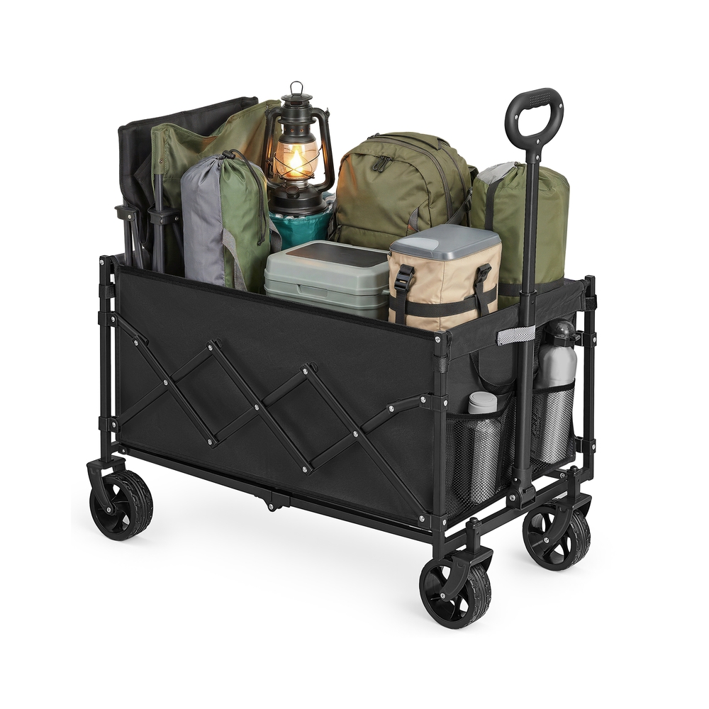 Väike kokkupandav käsikäru 4 tugevdatud ratta ja käepidemega, tindimust