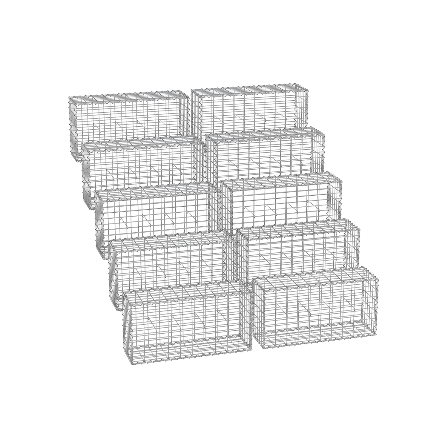Gabioonkorvid 100 x 50 x 30 cm komplektis 10tk, hõbedane