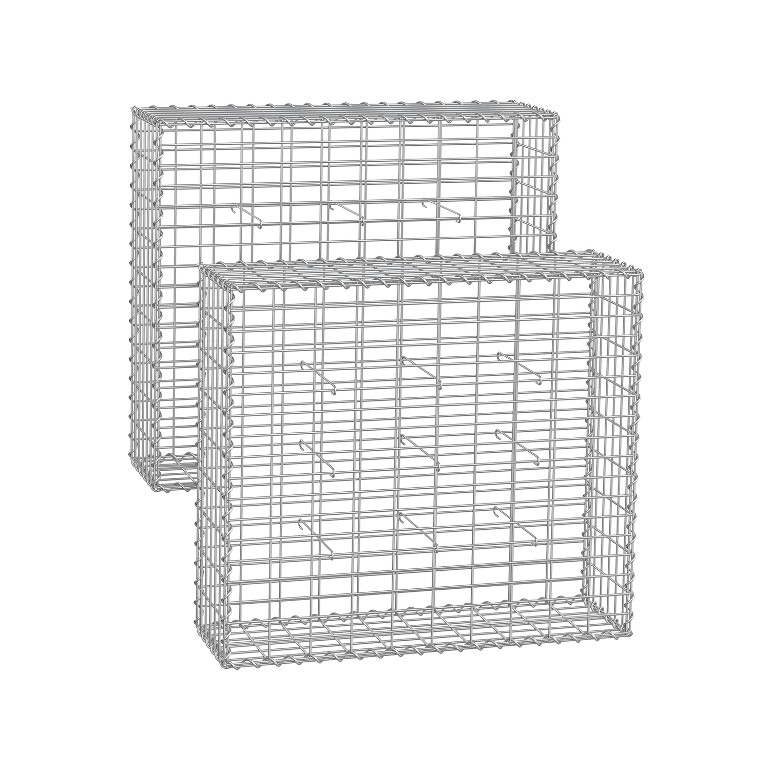 Gabioonikorvid 5 x 10 cm võrgusilmaga, komplektis 2tk, hõbedane