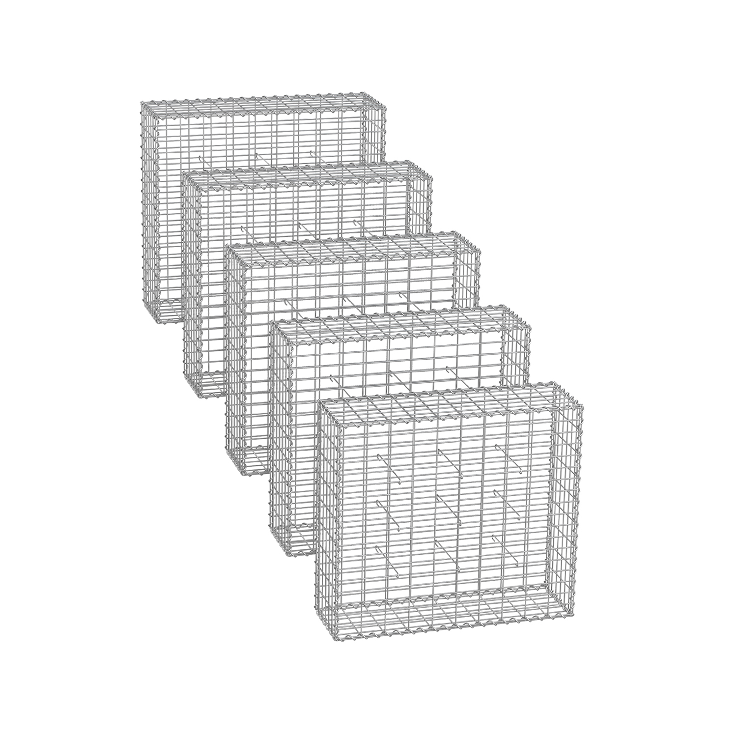 Gabioonikorvid 5 x 10 cm silmasuurusega , komplektis 5 tk, hõbedane