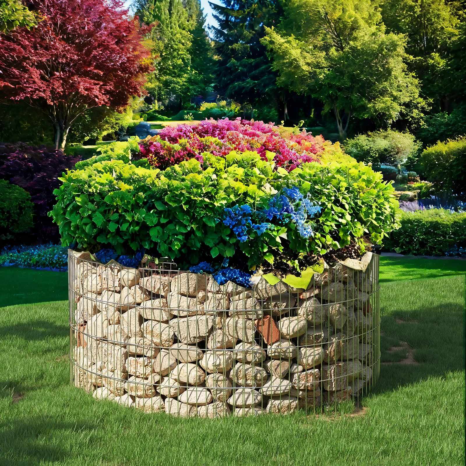 Ümmargune dekoratiivne gabioonkorv tsingitud terasest kivikorv-aed silma suurus 2 5 x 10 cm Ø 90 x 40 cm