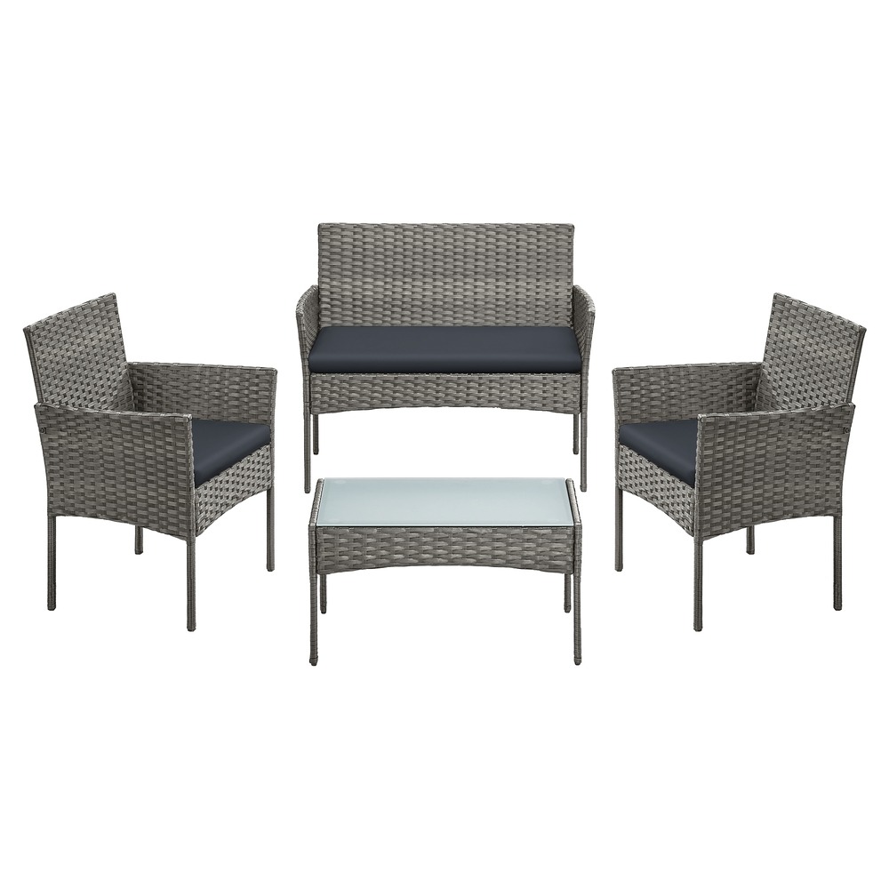 Polürotangist aiamööblikomplekt terrassile ja rõdule, hall