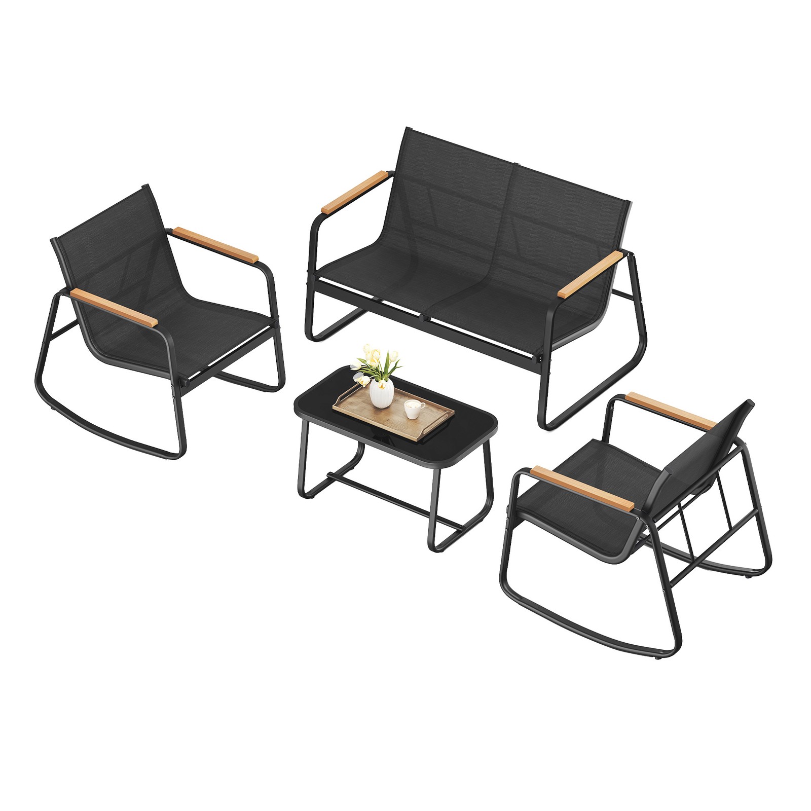 Aiamööbli komplekt, rõdumööbel, 2 kiiktooli lauaga