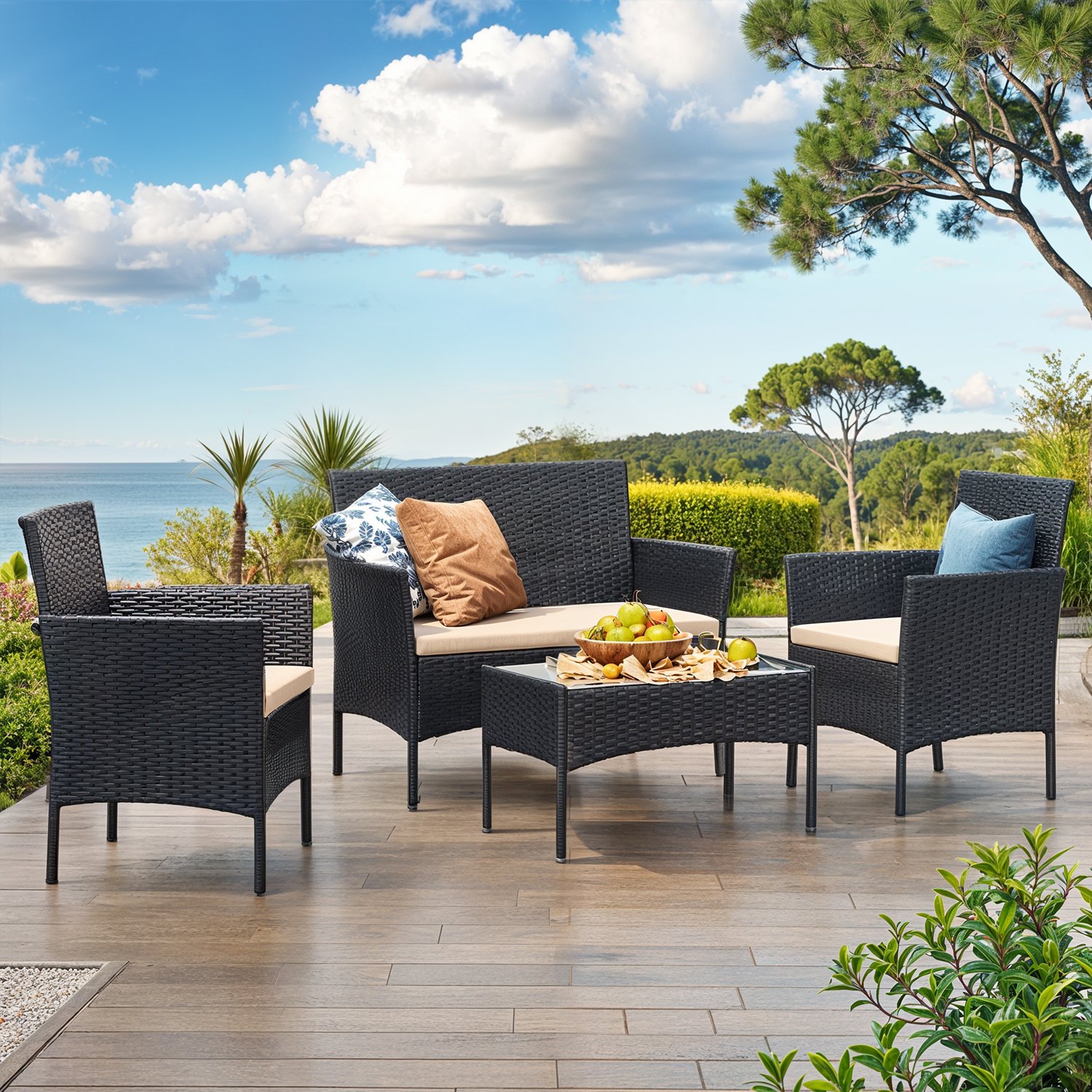 Rõdumööbel, aiamööbli komplekt, valmistatud PE-polürotangist