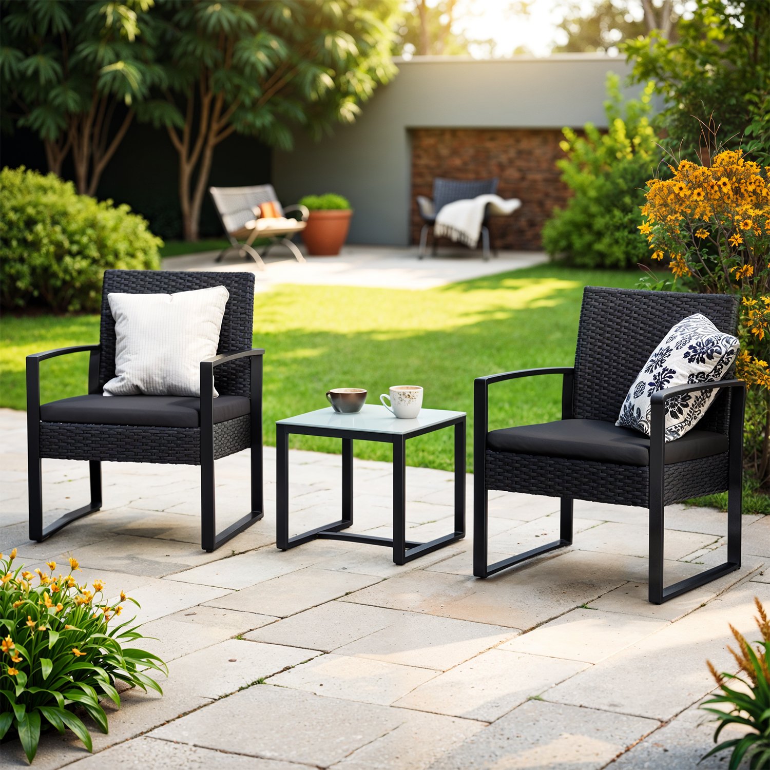 Aiamööbli komplekt, valmistatud PE-polürotangist, rõdumööbel