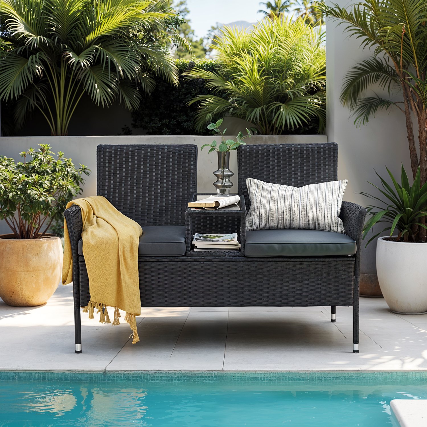 Aiamööbel, rõdumööbel PE-polürotangist, lauaga