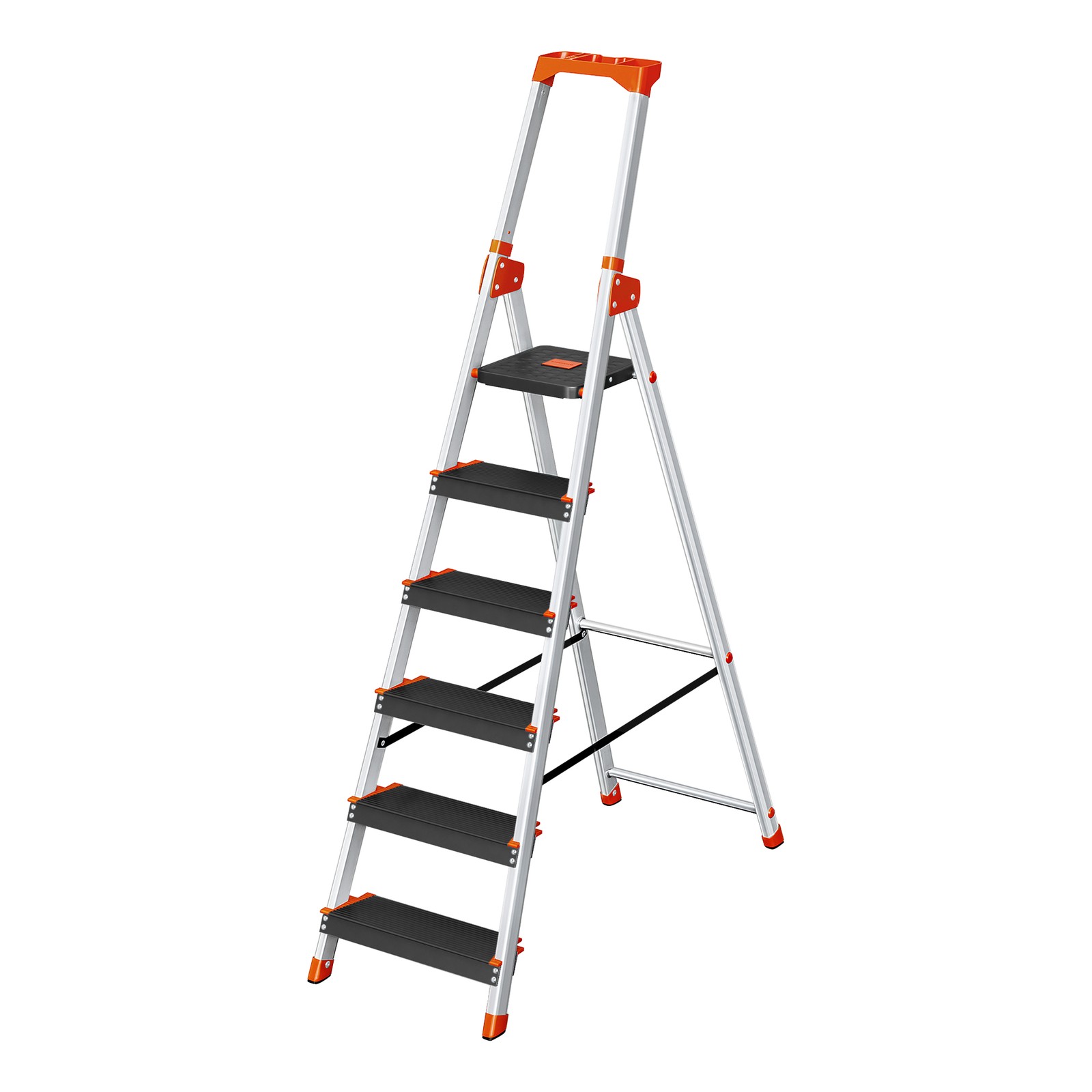 6 astmega redel, tööriistaalusega redel, libisemiskindel alumiiniumredel