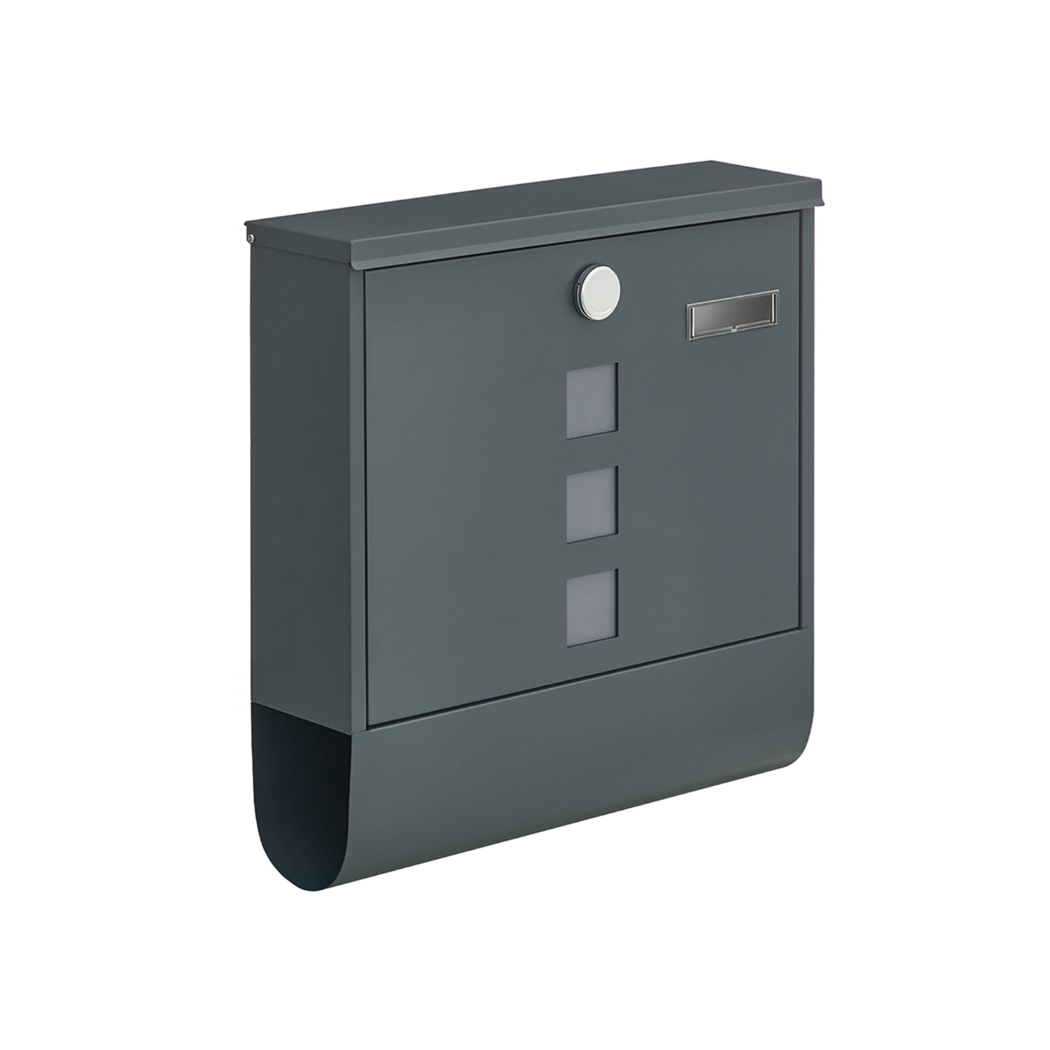 Postkast luku ja ajalehesahtliga , 11 x 37 x 37 cm, tumehall