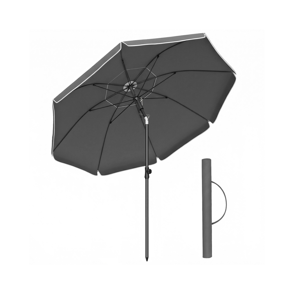 180 cm päikesevari kõrge UV-kaitsega rannale ja aeda, hall