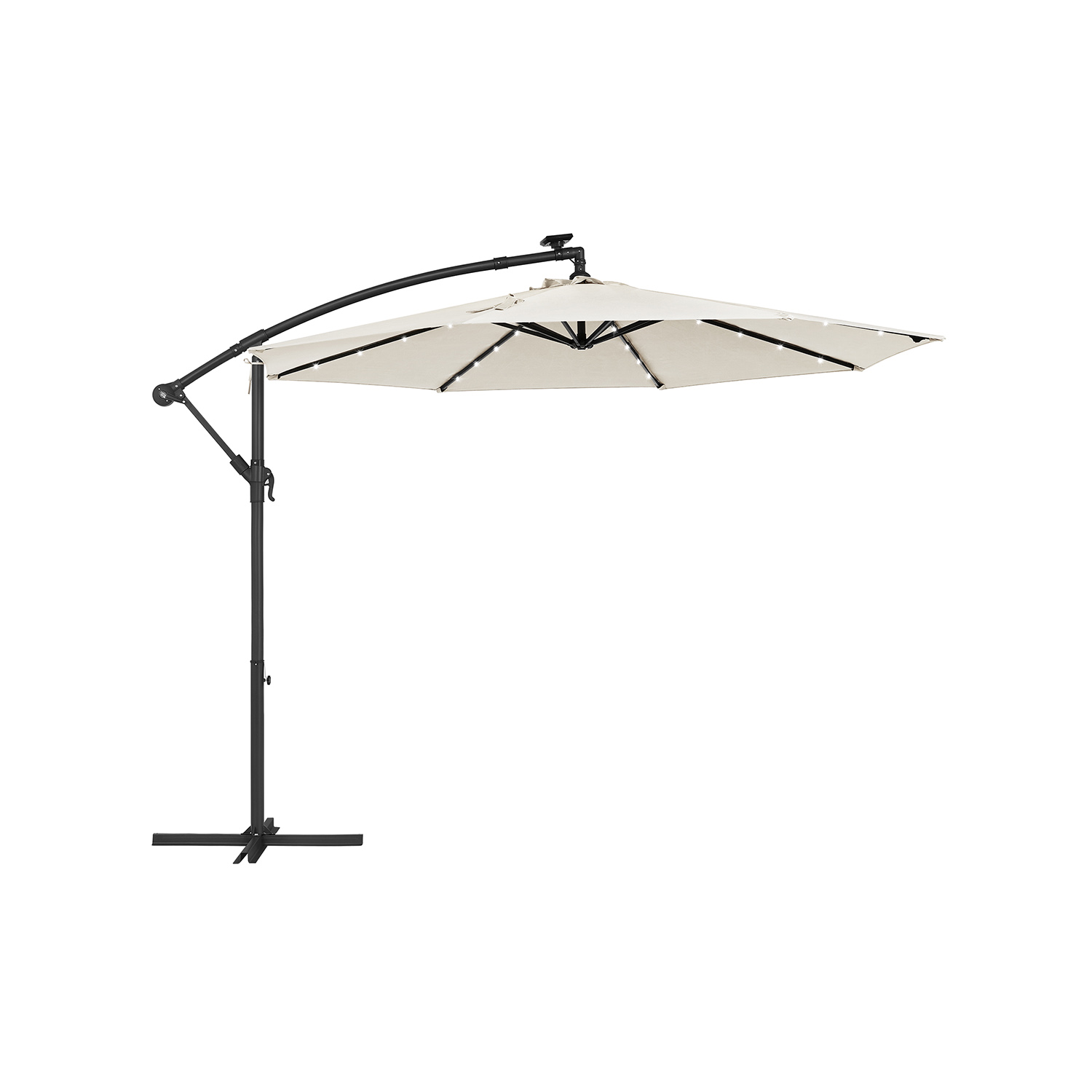 Päikesevari LED päikesevalgustusega ja vändaga