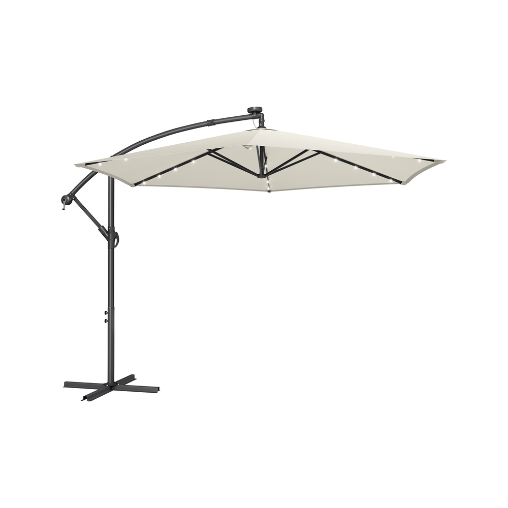 350 cm päikesevari LED-valgustusega terrassile ja aeda, beež