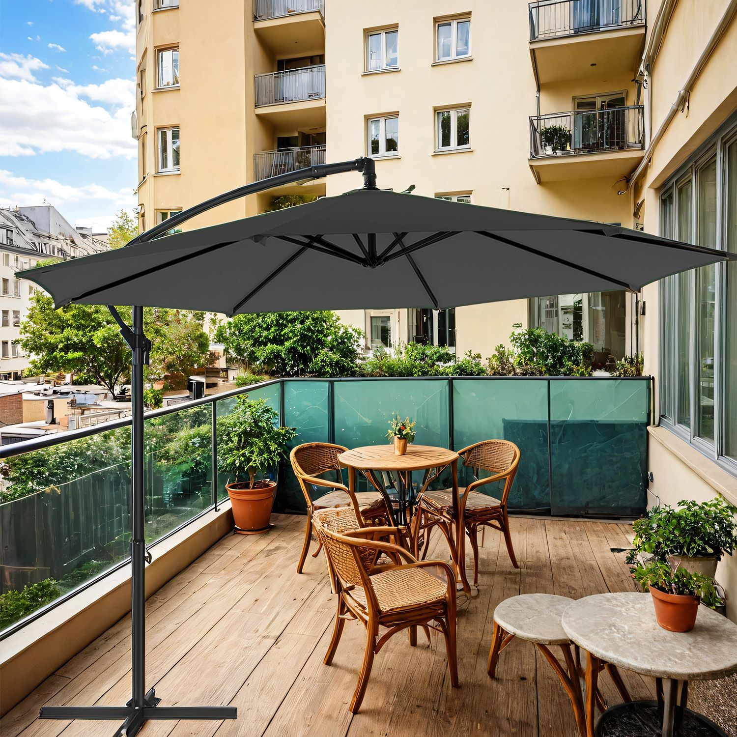 Päikesevari, rippvari 300 cm d, koos alusega