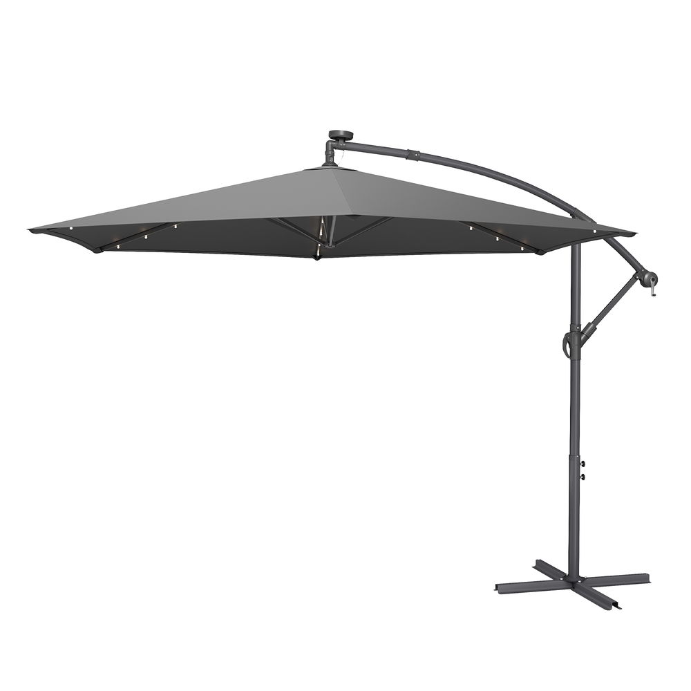 Konsoolvarjuga päikesevari 350 cm vändaga, LED-päikesevalgustusega, päikesesirm aeda ja terrassile