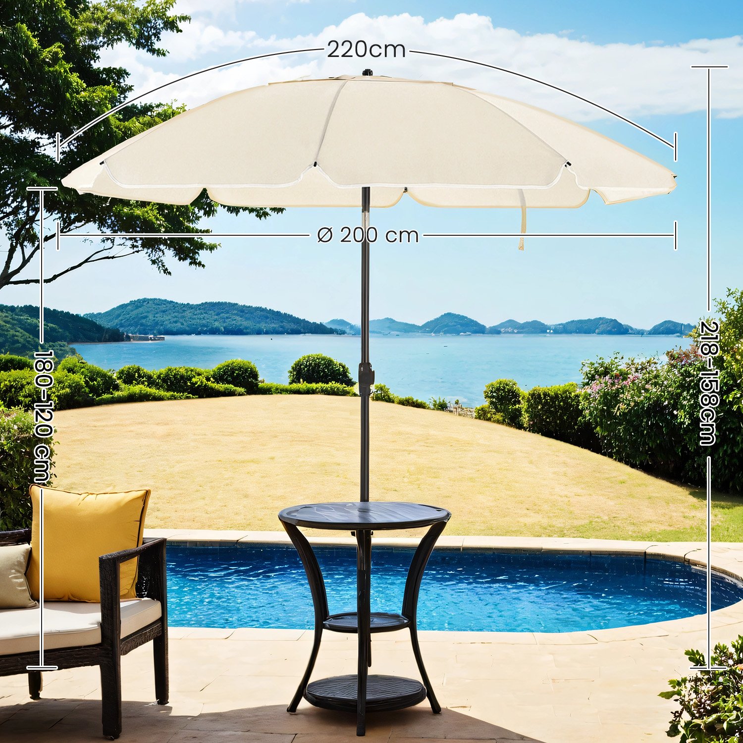 päikesevari, 200 cm, päikesekaitse