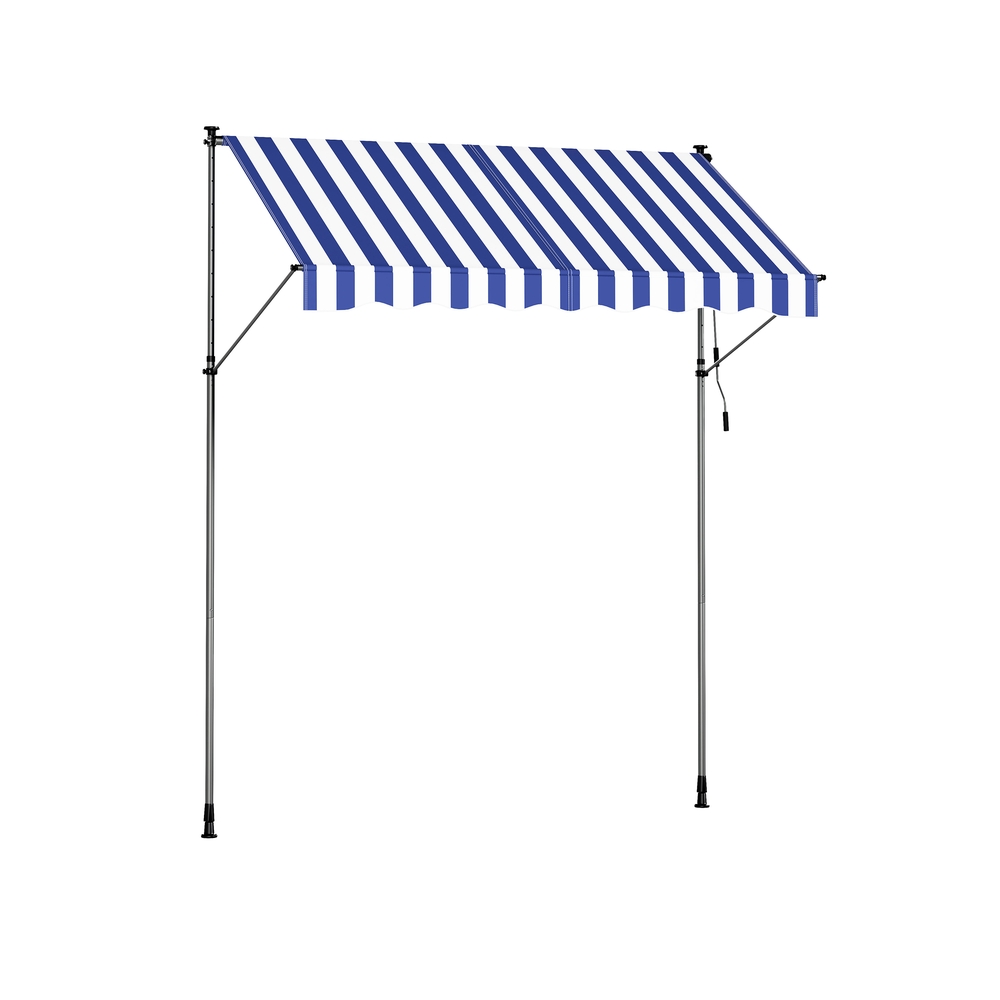 Klambriga varikatus 250 x 120 cm käsivändaga paindliku päikesekaitse tagamiseks, sinakasvalge