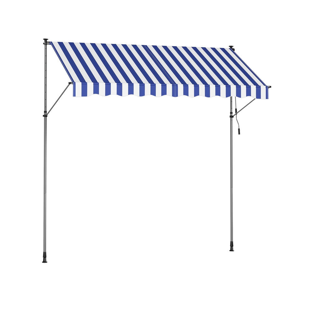 Klambriga varikatus 300 x 120 cm käsivändaga päikesekaitseks, sinakasvalge