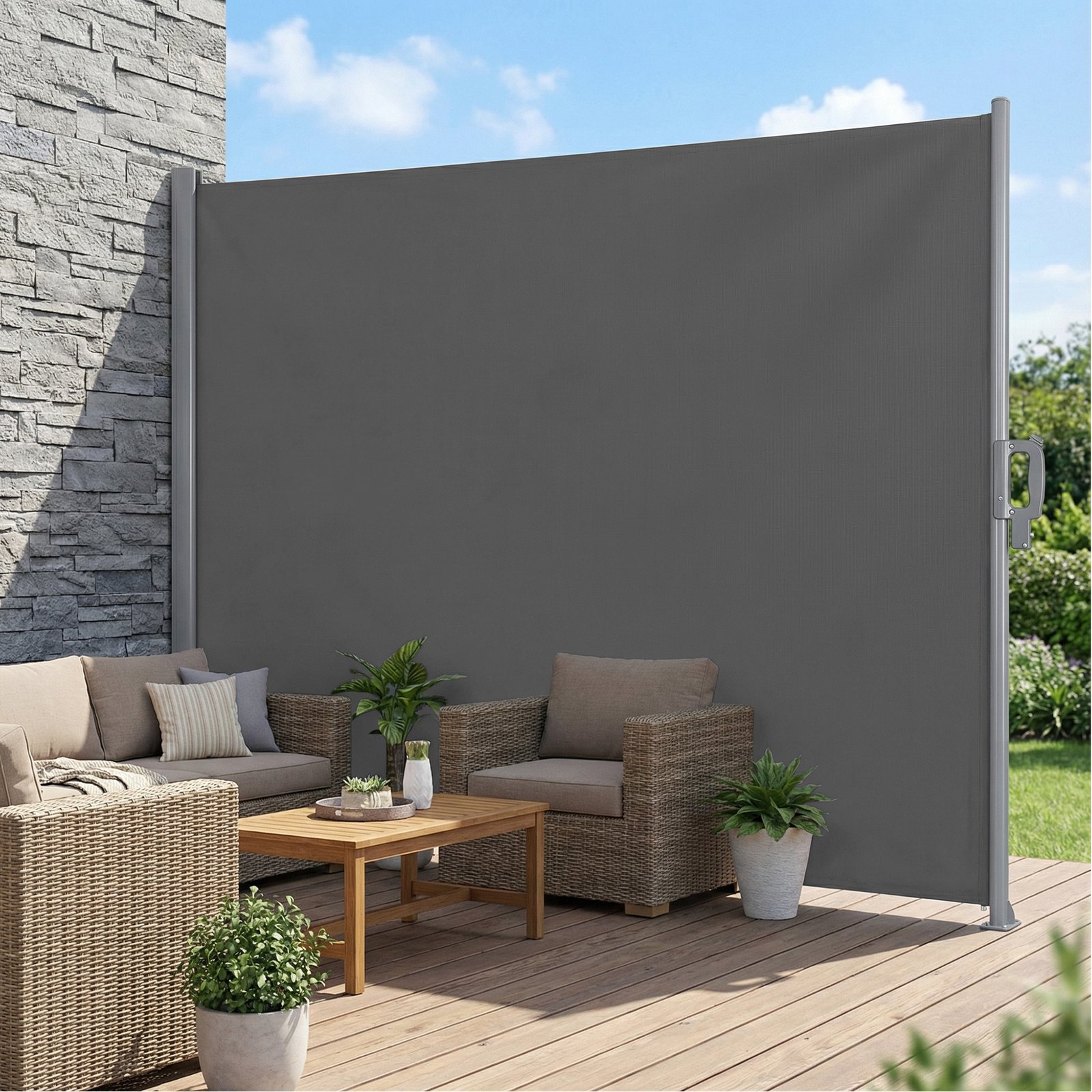 Külgmine varikatus alumiiniumisulamist kassetiga, pikendatav, läbipaistmatu