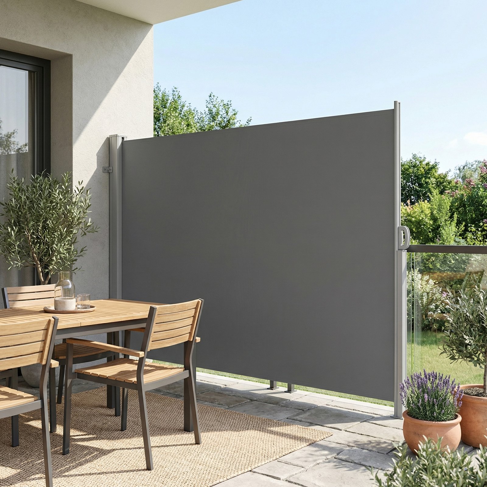 Külgmine varikatus alumiiniumisulamist kassetiga, pikendatav, läbipaistmatu