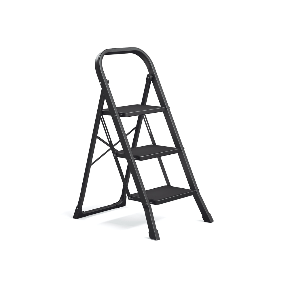 Kokkupandav redel 3 astme ja lukustusmehhanismiga, 43 x 67 x 98 cm, must