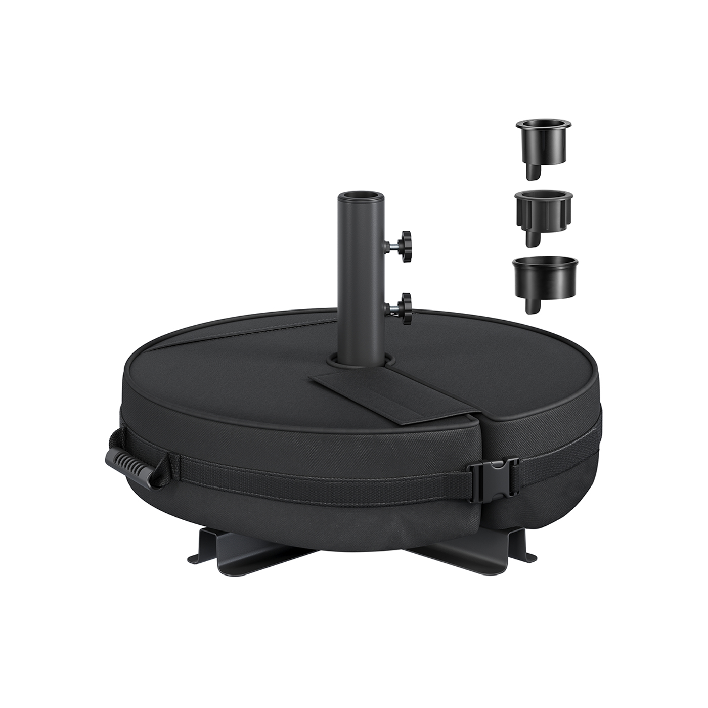 Ümmargune päikesevarju alus 1,5-3 m päikesevarjule must