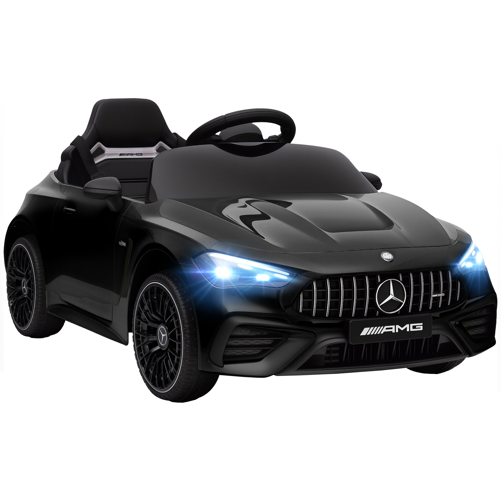 Laste elektriauto, Mercedese disain, 12V mootor, kaugjuhtimispult, LED-tuled, muusika, lastele vanuses 3-6 aastat, must