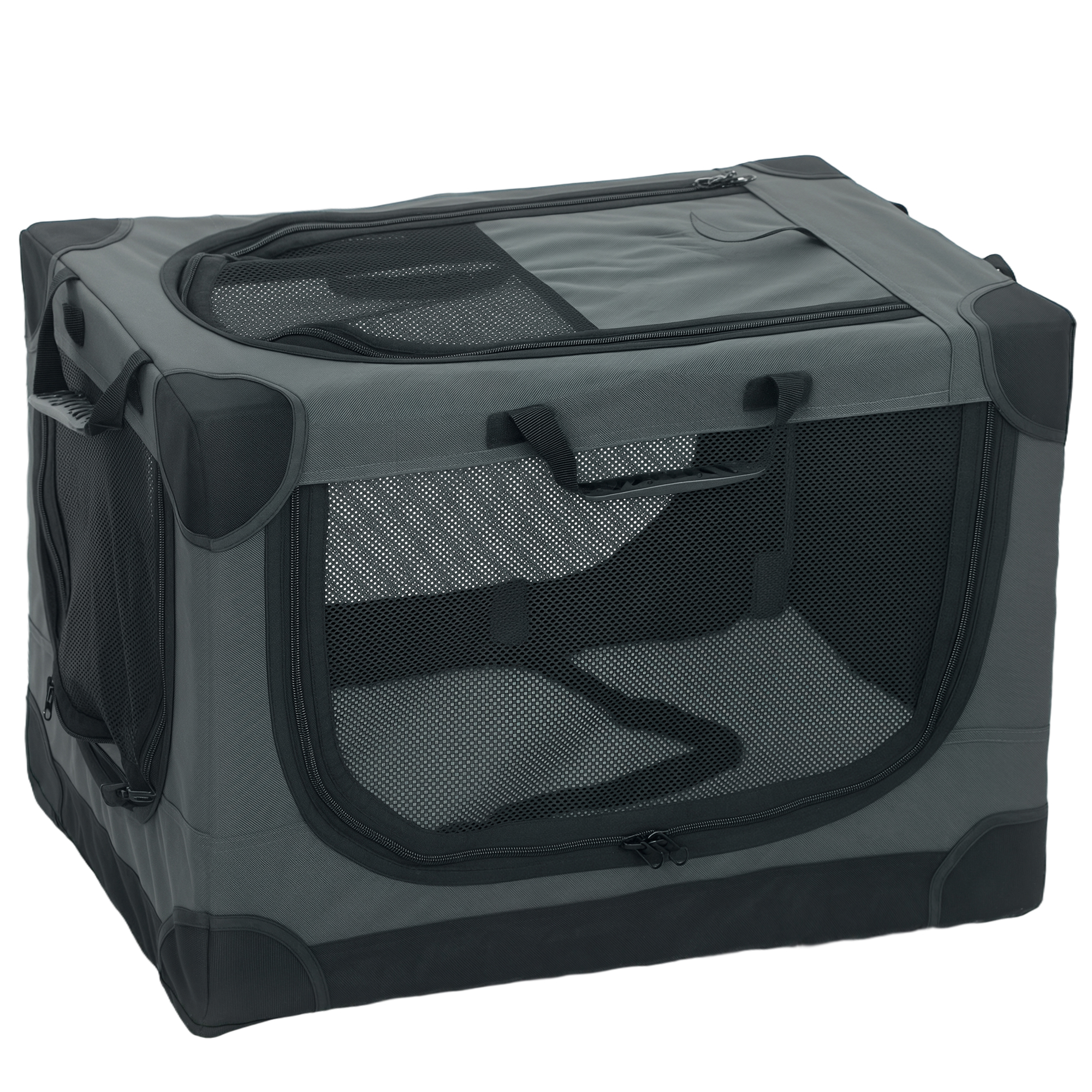 Kokkupandav koerapuur, koerte transpordikast eemaldatava ja pestava padjaga, Oxford-kangast kate, koertele kuni 4 kg, armeeroheline