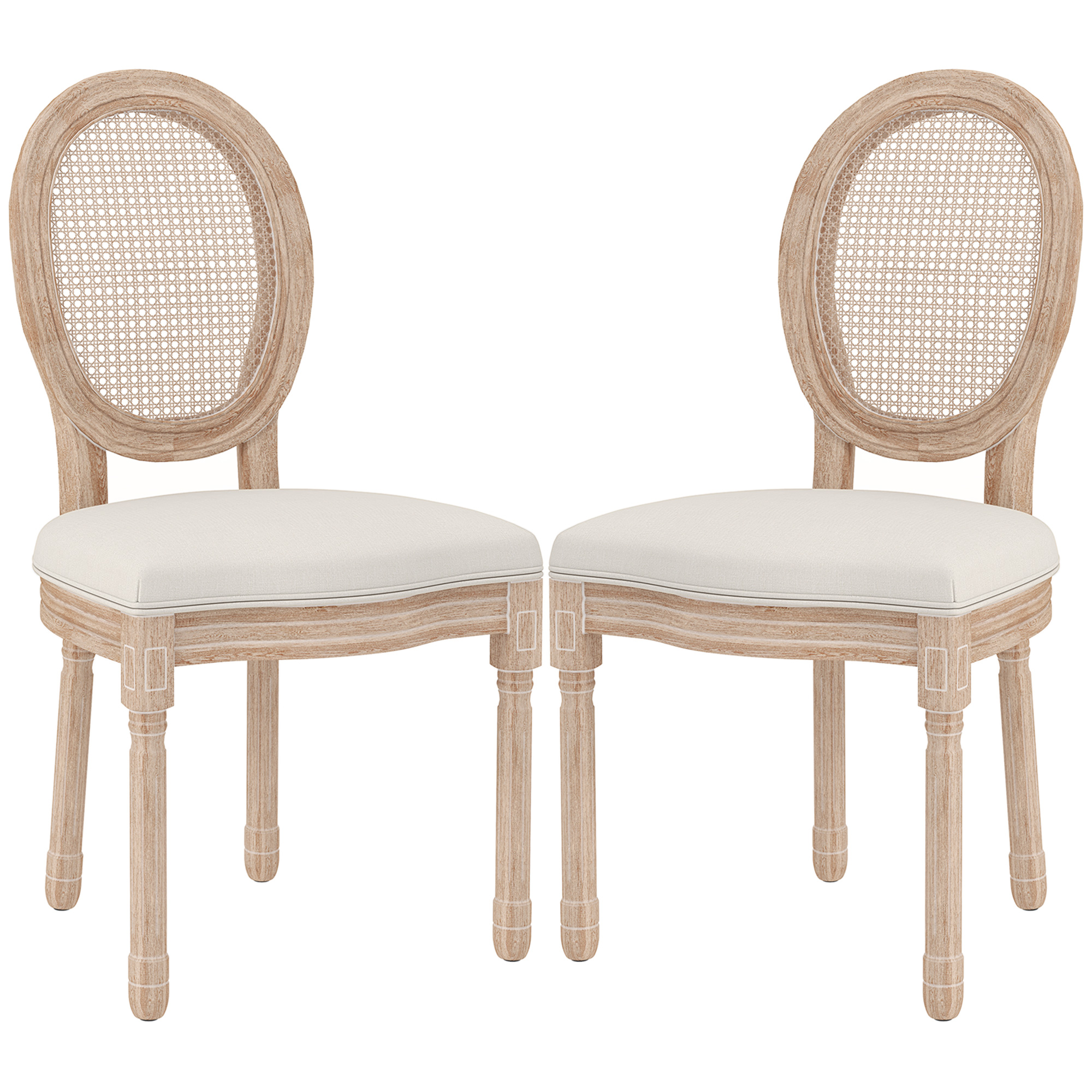 2 söögitooli/köögitooli komplekt, vintage-disain, roostevaba teras, naturaalne + kreemikas