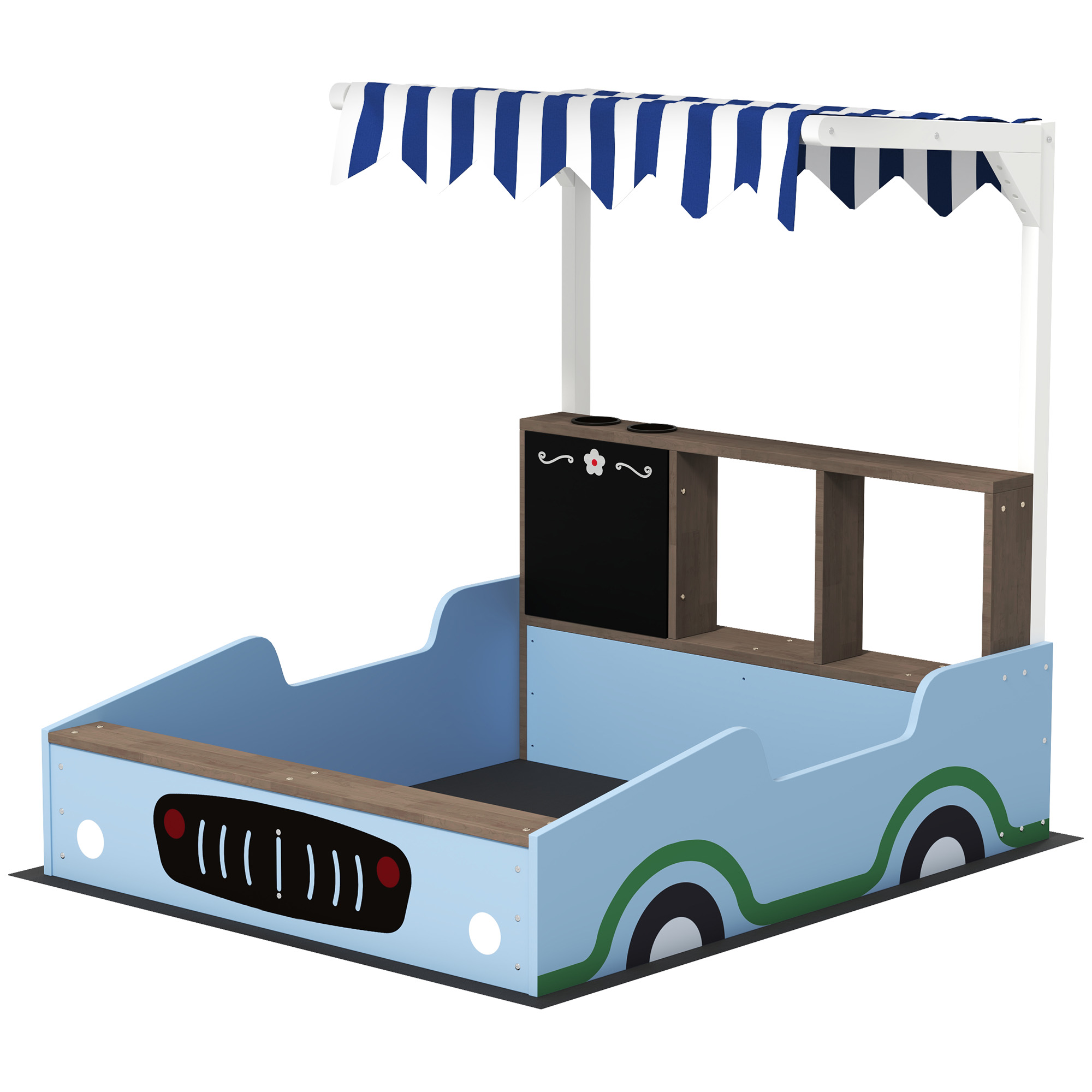 Liivakast varikatusega, poekujundus, pink, joonistuslaud, kuusepuit, 104K x 108P x 90L cm, sinine