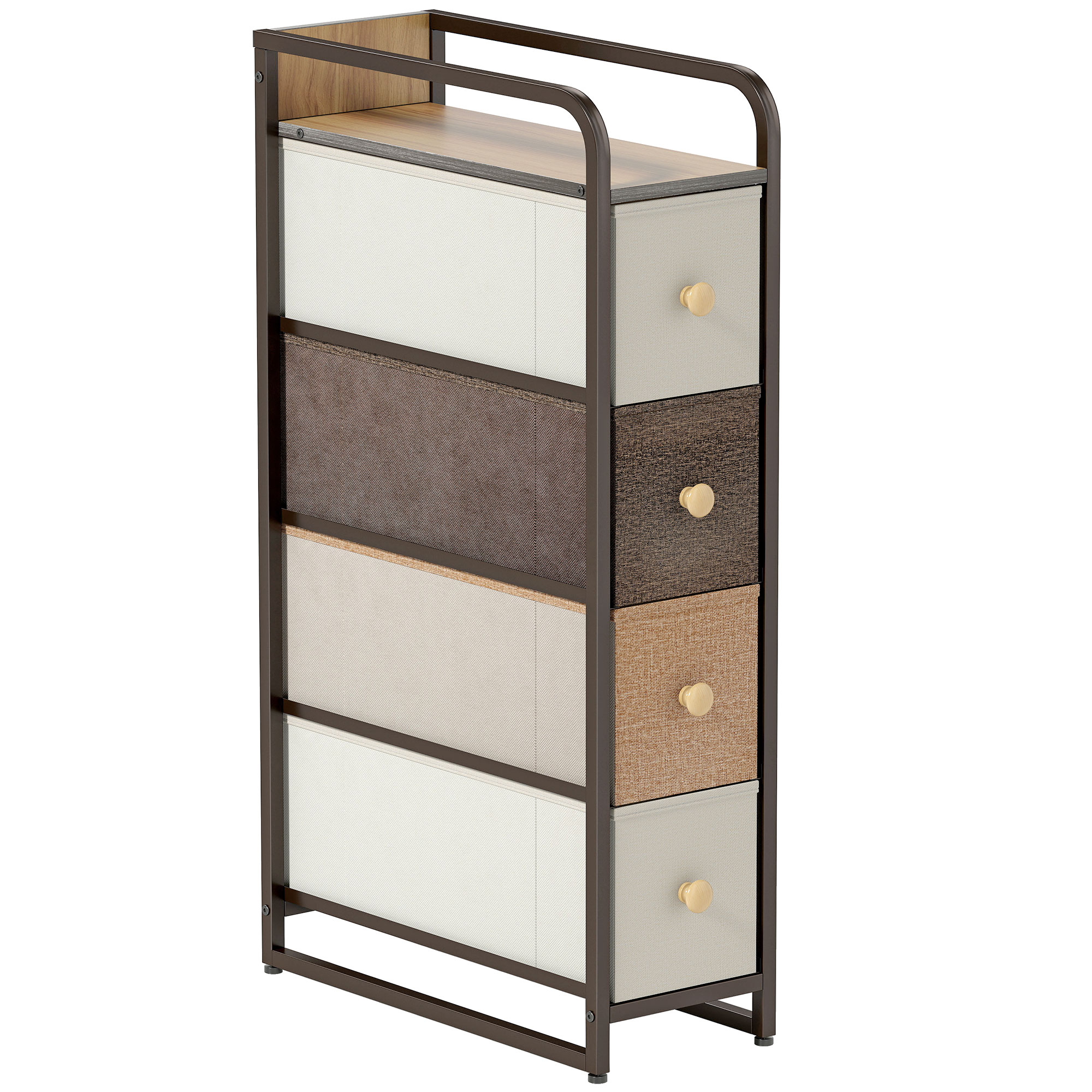 Kummut 4 sahtliga fliiskangast, hoiukapp terasraamiga, 20 x 47 x 84,5 cm, mitmevärviline