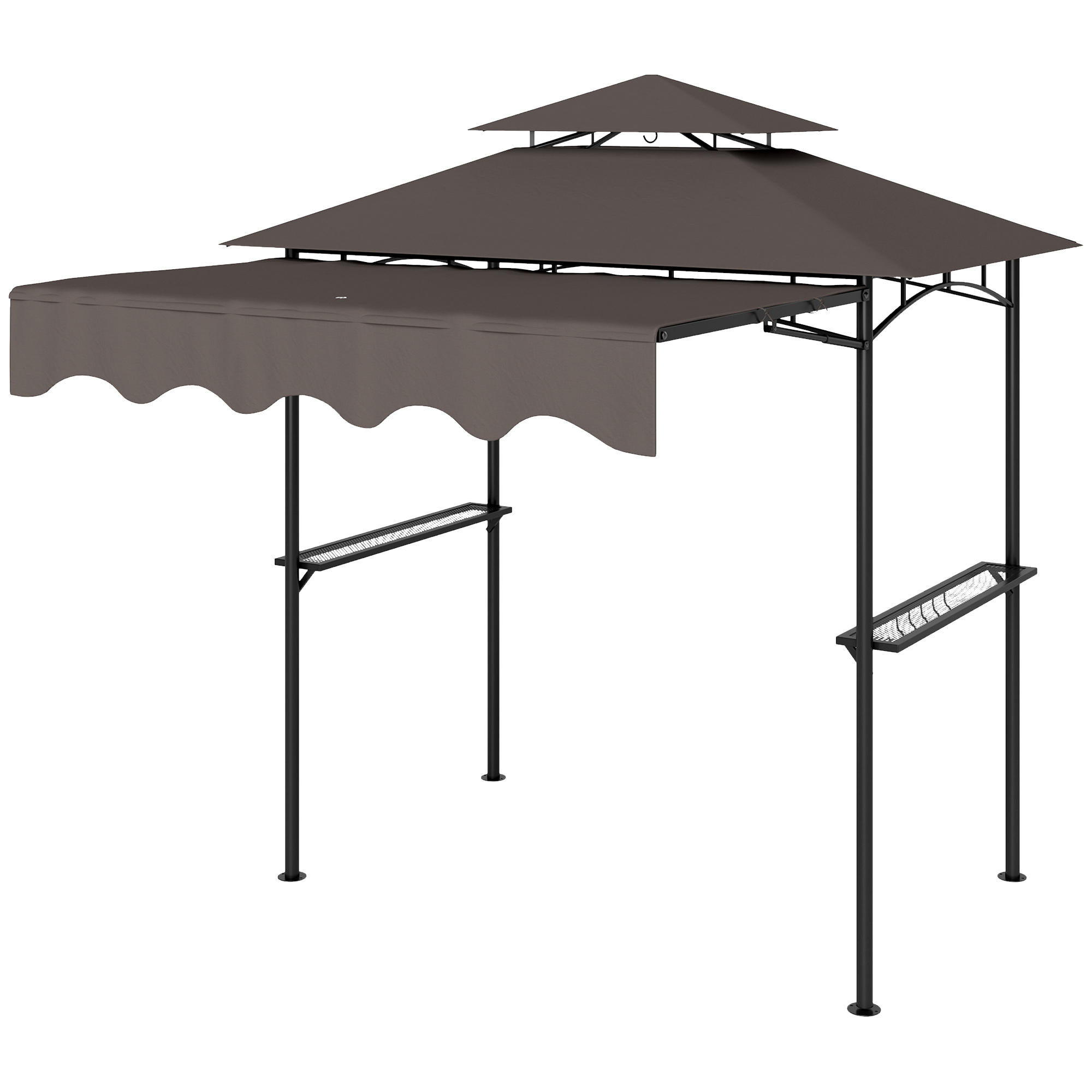 Grillpaviljon 242x149x248 cm, vetthülgav, leegiaeglustav, aiapaviljon kahekihilise katusega, kohvikarva