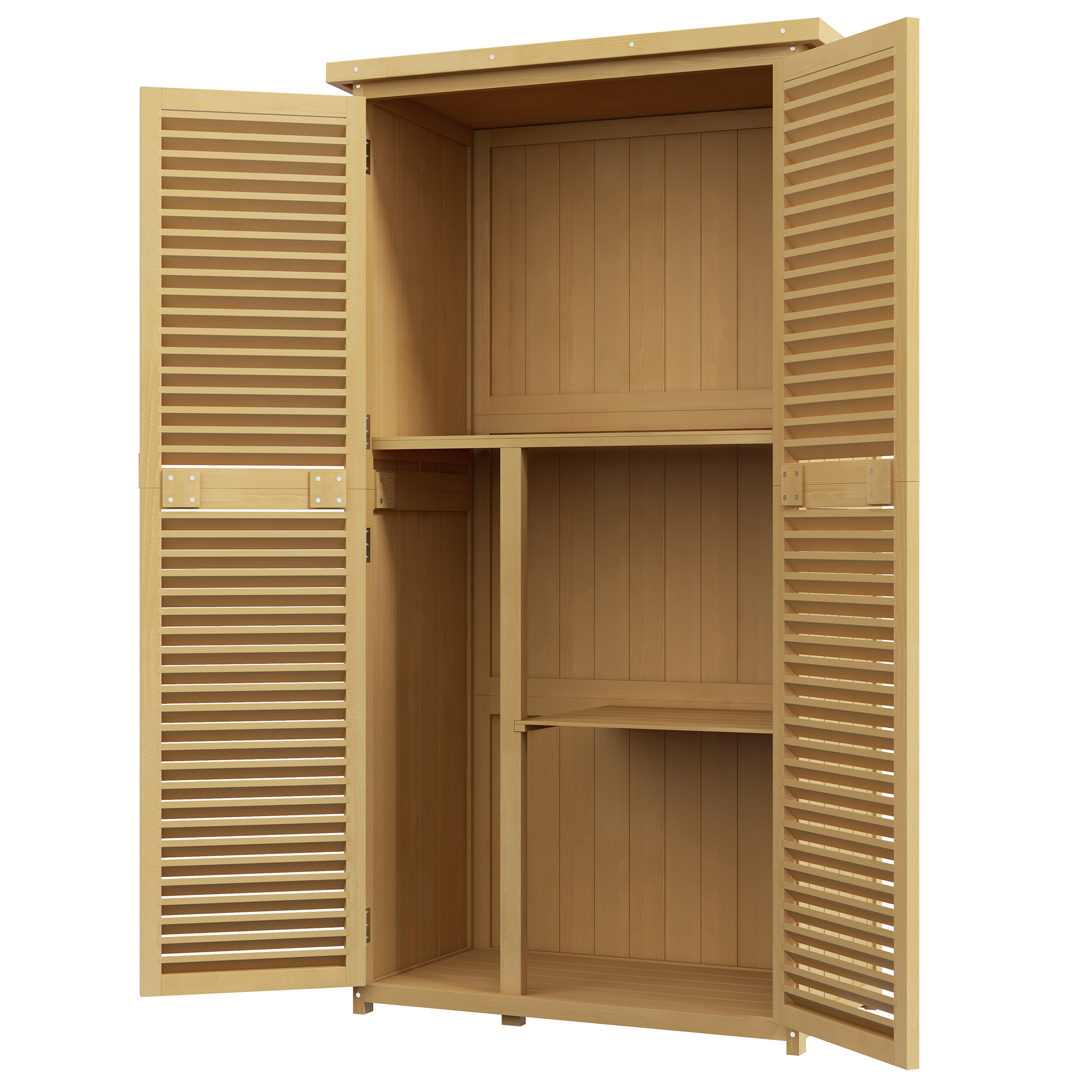 Ilmastikukindel aiakapp, 2 lukustatava uksega, männipuit, 87P x 46,5L x 160K cm, helekollane