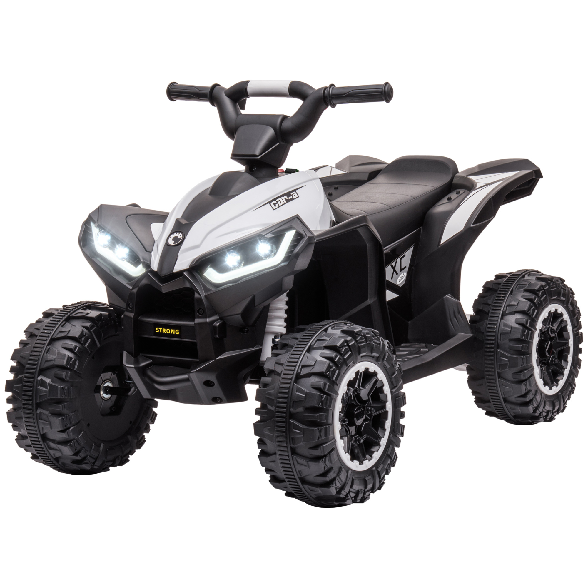 Laste ATV elektriline sõiduauto, 6 km/h, heli- ja valgusefektid, mõõdud: 83 cm x 53 cm x 55,5 cm, must + valge