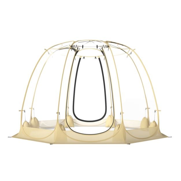 Läbipaistvast PVC-materjalist pop-up kuppeltelk ja mullitelk 5–6 inimesele (mõõdud 265x265 cm)