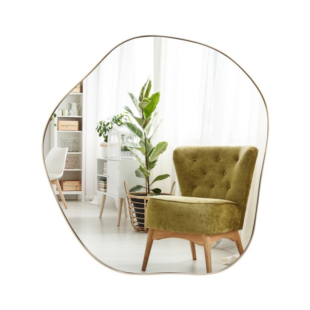 Asümmeetriline seinapeegel kuldne 75x70 cm