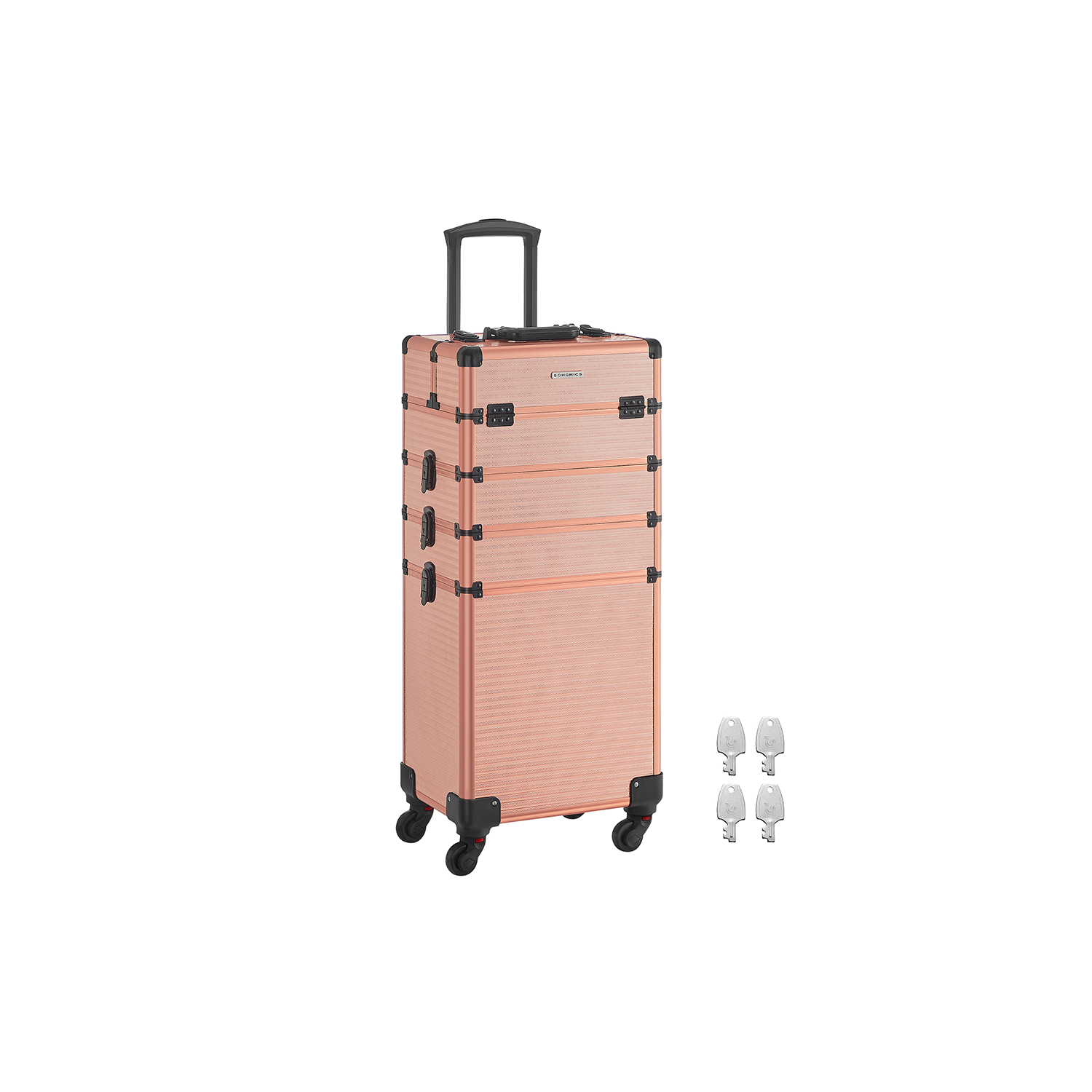 Kosmeetikakohvri käru 4-in-1 meigikohver šampanjakuldne