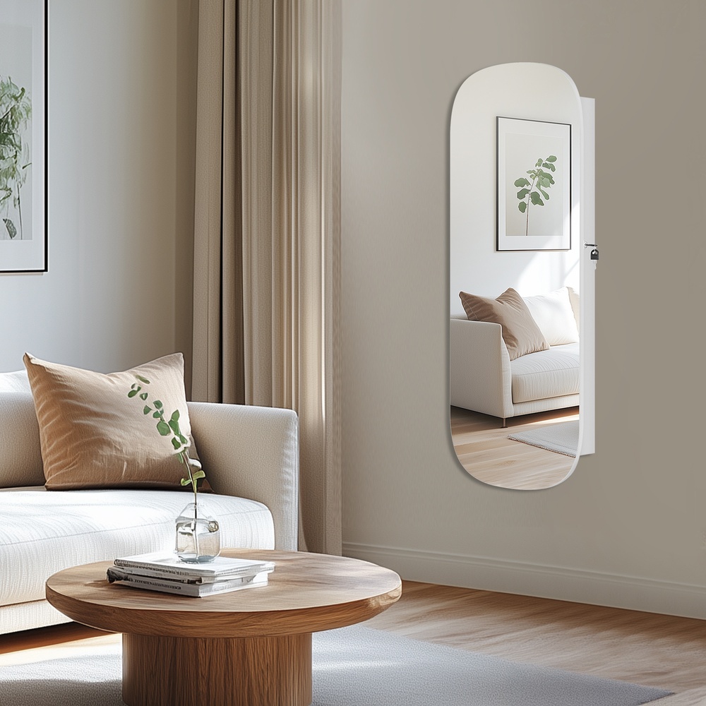 Valge peegelpinnaga seinakapp