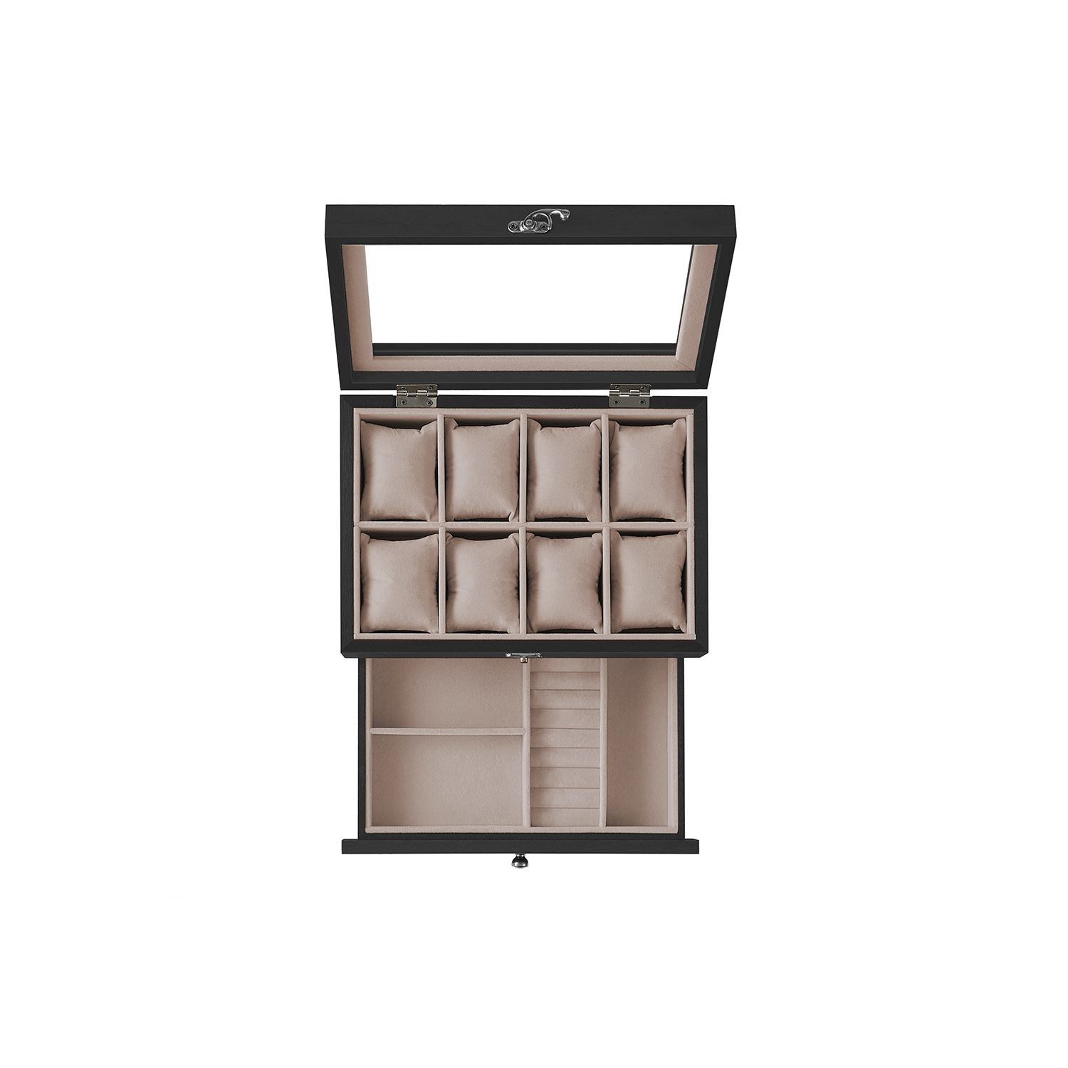 Mustast täispuidust 8 sektsiooniga kellakarp