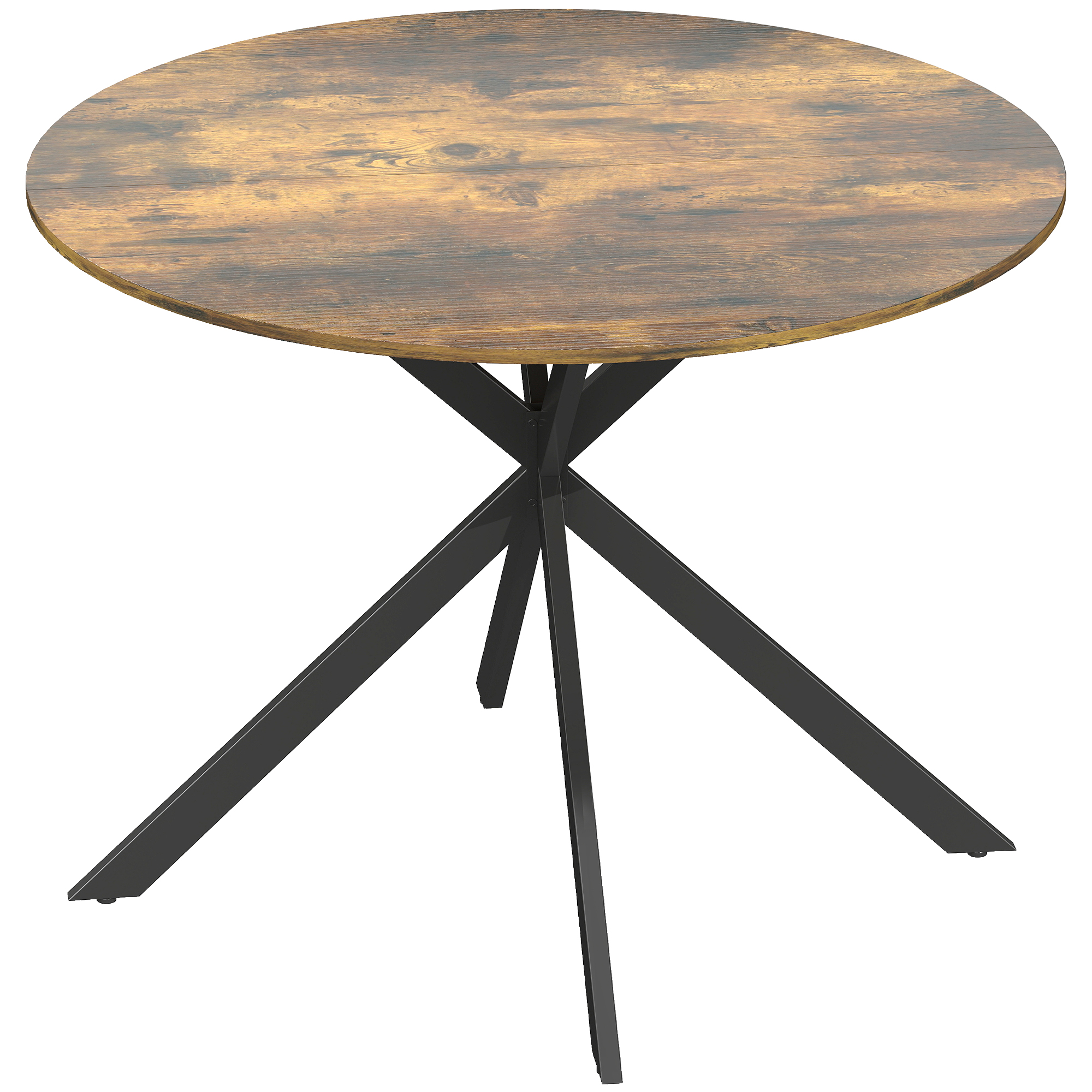 Ümmargune söögilaud 4 inimesele, tööstusstiilis köögilaud terasest jalgadega, söögituppa, kööki, maalähedane pruun